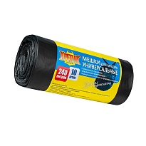 Мешки для мусора 240 л, черные, в рулоне 10 шт., ПНД 40 мкм, 1250х1000 мм, Крепак, 4607075710153 во Владикавказе