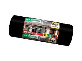 Мешки для мусора 240 л, ароматизированные, черные, в рулоне 10 шт., ПВД 45 мкм, 1300х930 мм, PREMIUM+, 24010830 во Владикавказе