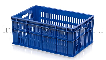 Ящик для молока, мяса, овощей и фруктов большая перфорация дно сплошное синий во Владикавказе Ящик для молока, мяса, овощей и фруктов большая перфорация дно сплошное синий во Владикавказе