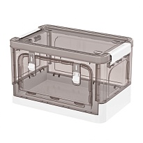Ящик пластиковый складной прозрачный коричневый, дно белое, 360х235х230 мм, с колесиками во Владикавказе Ящик пластиковый складной прозрачный коричневый, дно белое, 360х235х230 мм, с колесиками во Владикавказе