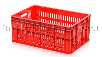 Ящик для молока, мяса, овощей и фруктов большая перфорация дно перфорированное красный во Владикавказе Ящик для молока, мяса, овощей и фруктов большая перфорация дно перфорированное красный во Владикавказе