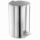 Ведро для мусора с педалью, усиленное, Титан, 20 л, кольцо под мешок, нержавеющая сталь, хром