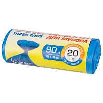 Мешки для мусора 90 л, синие, в рулоне 20 шт., ПНД, 14 мкм, 900х700 мм, LAIMA ULTRA, 607693 во Владикавказе