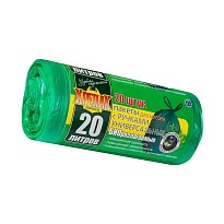 Мешки для мусора 20 л, биоразлагаемые, с ручками, черные, в рулоне 30 шт., ПНД, 10 мкм, 550х440 мм, Крепак, 4607075710047 во Владикавказе