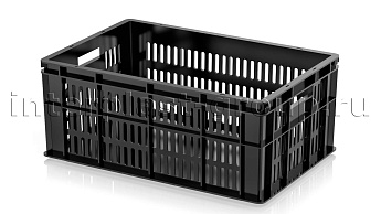 Ящик для молока, мяса, овощей и фруктов большая перфорация дно сплошное черный во Владикавказе Ящик для молока, мяса, овощей и фруктов большая перфорация дно сплошное черный во Владикавказе
