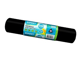 Мешки для мусора 240 л, черные, в рулоне 10 шт., ПВД 80 мкм, 1300х930 мм, EXPORT, exp 24010167 во Владикавказе