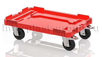 Тележка пластиковая сплошная 2 колеса с тормозом усиленная красная во Владикавказе