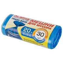 Мешки для мусора 20 л, синие, в рулоне 30 шт., ПНД, 8 мкм, 500х450 мм, LAIMA, 607682 во Владикавказе