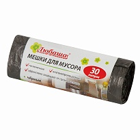 Мешки для мусора 30 л, черные, в рулоне 20 шт., ПНД, 5 мкм, 550х470 мм, Любаша эконом, 605329 во Владикавказе Мешки для мусора 30 л, черные, в рулоне 20 шт., ПНД, 5 мкм, 550х470 мм, Любаша эконом, 605329 во Владикавказе