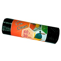 Мешки для мусора 60 л, черные, в рулоне 30 шт., ПНД, 6 мкм, 640х580 мм, Концепция Быта EcoClean, 603890 во Владикавказе