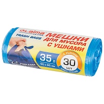 Мешки для мусора 35 л, с ушками, синие, в рулоне 30 шт., ПНД, 11 мкм, 650х500 мм, LAIMA ULTRA, 607684 во Владикавказе