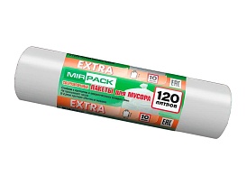 Мешки для мусора 120 л, белые, в рулоне 10 шт., ПНД, 14 мкм, 1100х700 мм, EXTRA, ex1201803 во Владикавказе