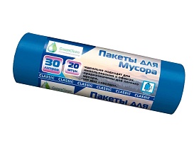 Мешки для мусора 30 л, синие, в рулоне 20 шт., ПНД, 7 мкм, 600х500 мм, MIRPACK Classik, 302041 во Владикавказе Мешки для мусора 30 л, синие, в рулоне 20 шт., ПНД, 7 мкм, 600х500 мм, MIRPACK Classik, 302041 во Владикавказе