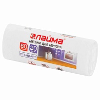 Мешки для мусора 60 л, белые, в рулоне 20 шт., ПНД, 7 мкм, 680х580 мм, LAIMA, 605539 во Владикавказе Мешки для мусора 60 л, белые, в рулоне 20 шт., ПНД, 7 мкм, 680х580 мм, LAIMA, 605539 во Владикавказе