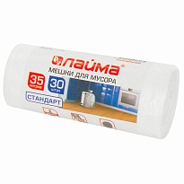 Мешки для мусора 35 л, белые, в рулоне 30 шт., ПНД, 6 мкм, 550х480 мм, LAIMA, 605538 во Владикавказе
