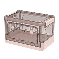Ящик пластиковый складной прозрачный коричневый, дно розовое, 360х235х230 мм, с колесиками во Владикавказе