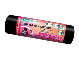 Мешки для мусора 160 л, ароматизированные, черные, в рулоне 10 шт., ПВД, 35 мкм, 1100х930 мм, PREMIUM+, 16010530 во Владикавказе Мешки для мусора 160 л, ароматизированные, черные, в рулоне 10 шт., ПВД, 35 мкм, 1100х930 мм, PREMIUM+, 16010530 во Владикавказе
